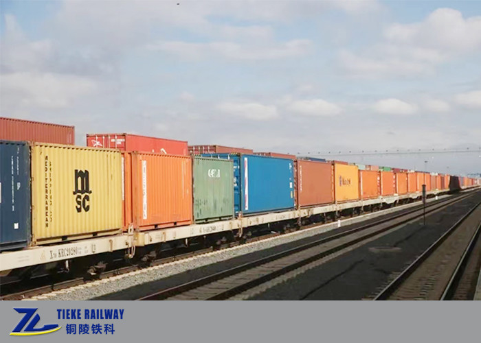Container di larghezza di 1000 mm, carro piatto, carico di 55 tonnellate, carro a freno aereo