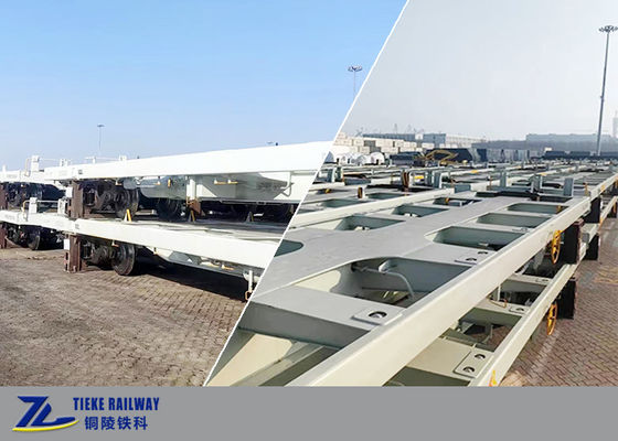 Container di larghezza di 1000 mm, carro piatto, carico di 55 tonnellate, carro a freno aereo